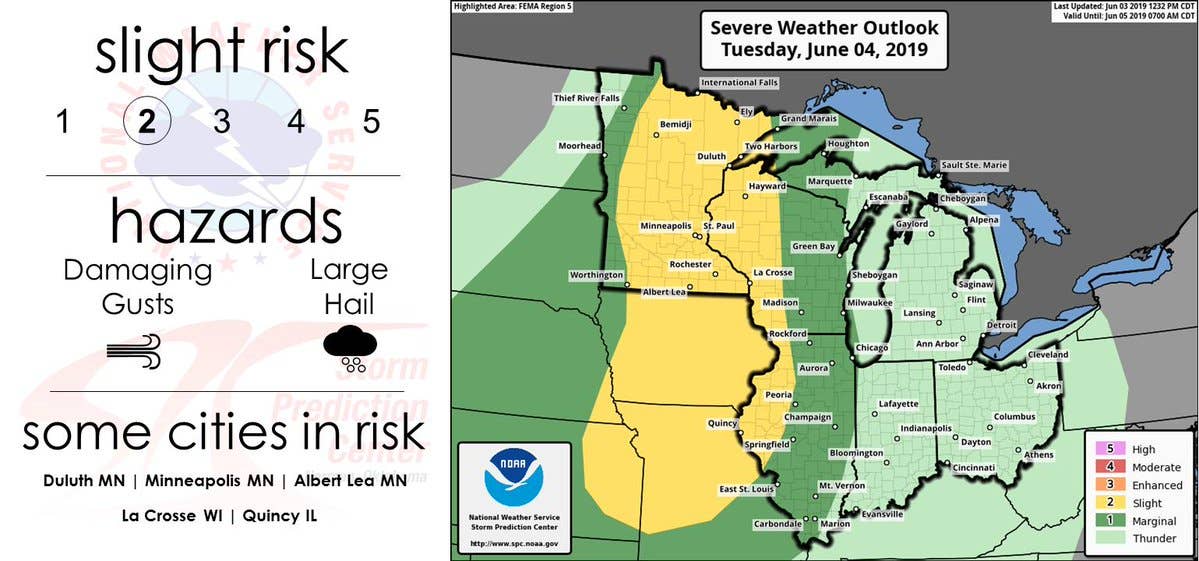 Weather service increases severe storm threat Tuesday in Minnesota ...