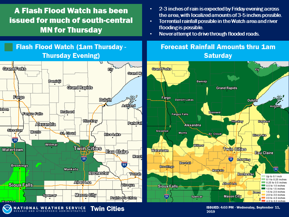 Twin Cities included in flash flood watch with torrential rain in the ...