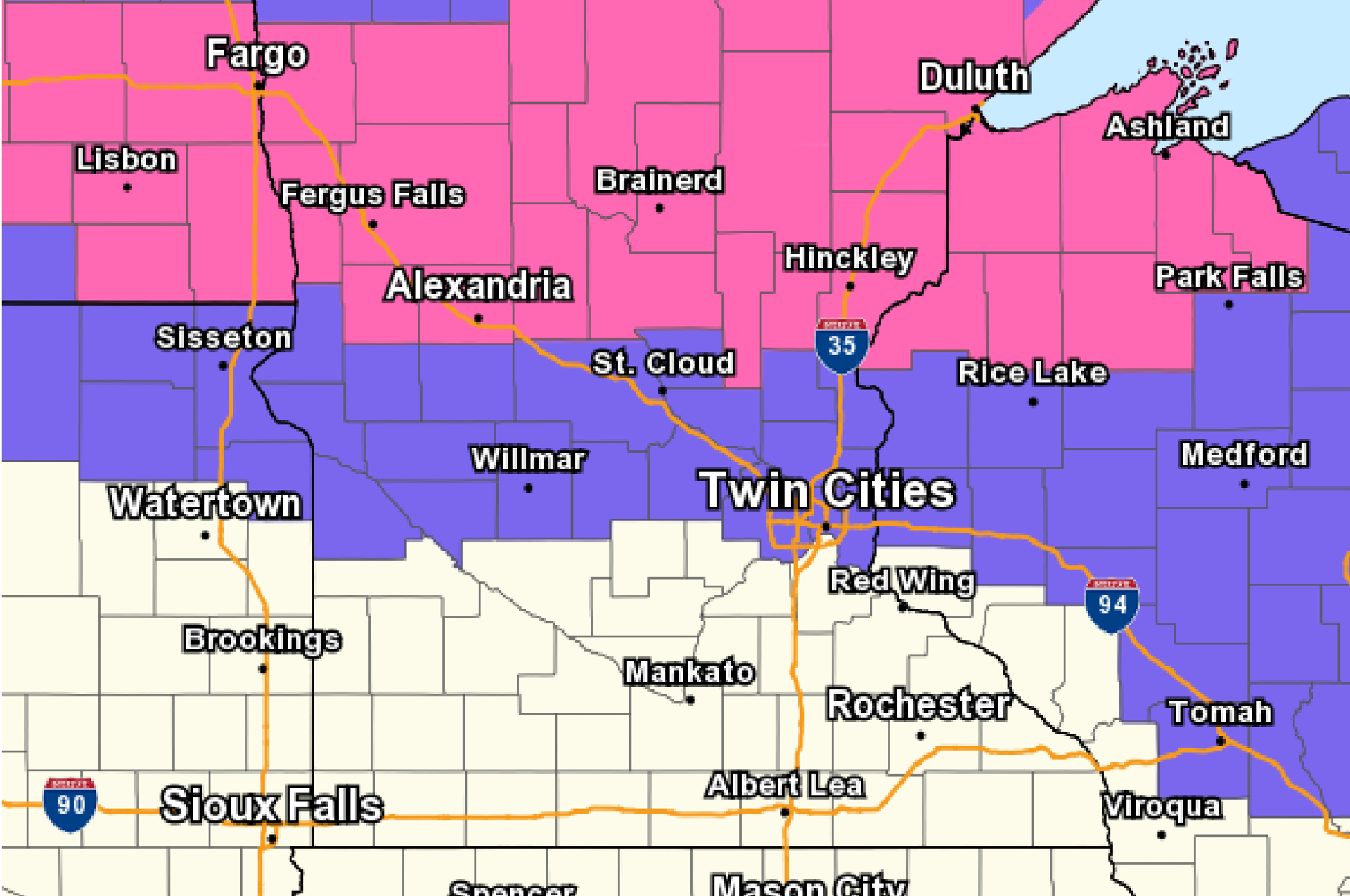 Winter storm warning issued for central Minnesota; Twin Cities in ...