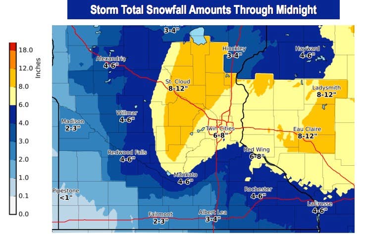 UPDATE: Twin Cities added to winter storm warning, snow totals expected ...