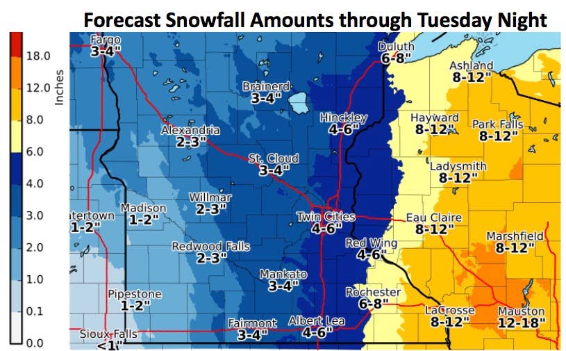 Winter storm arrives late Monday: How much snow for the Twin Cities ...