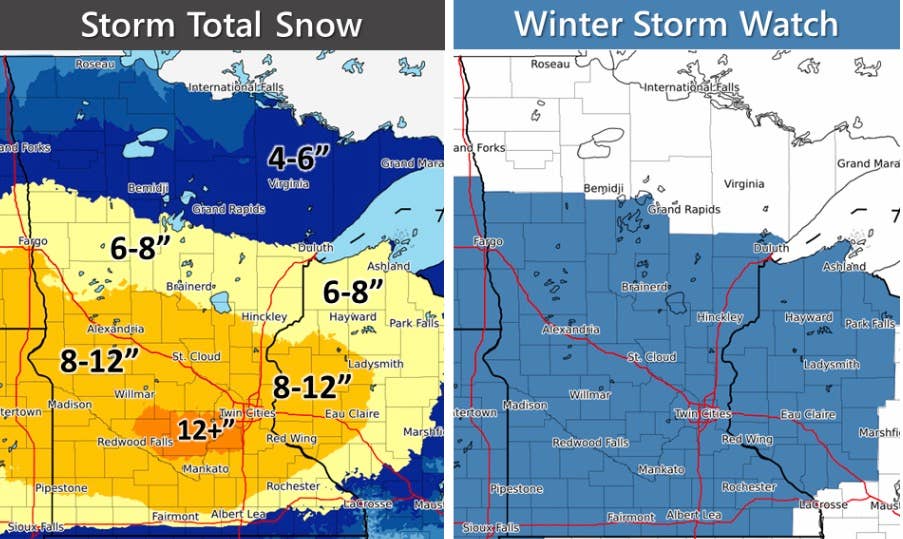 Winter storm watch: Big snow totals expected in Twin Cities this ...