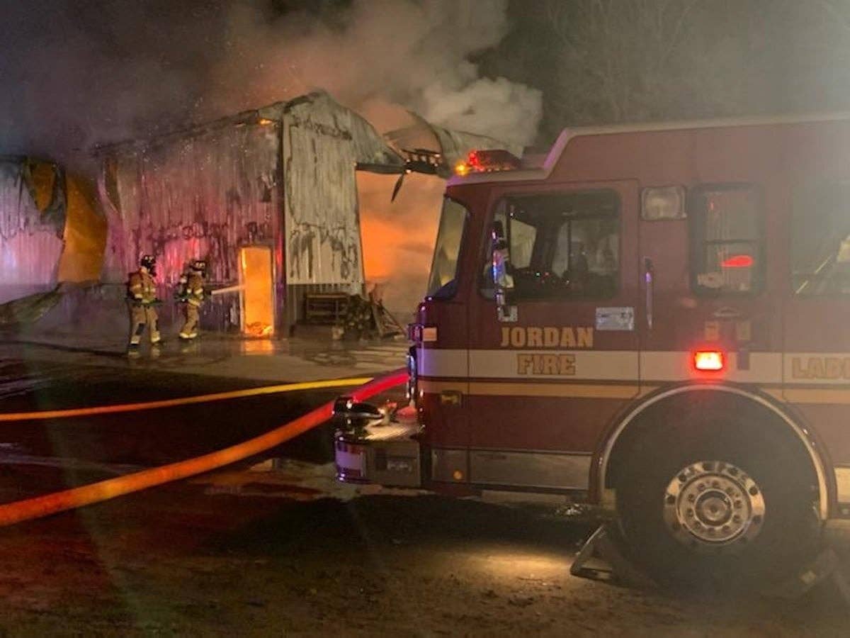 Photos: Fire destroys building, machinery at lumber company in Jordan ...