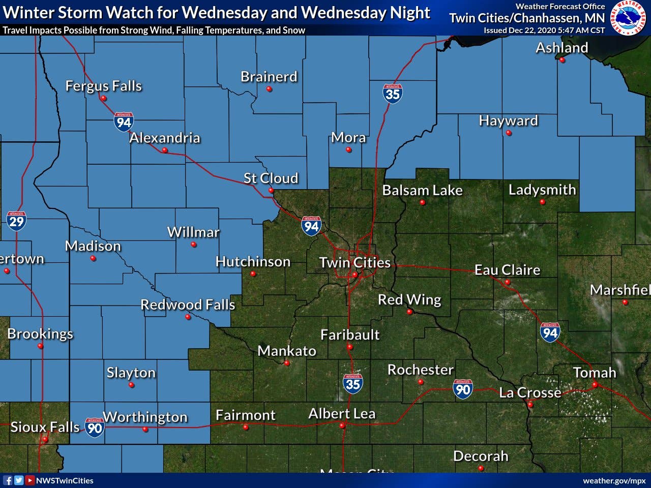 Winter storm watch issued ahead of Wednesday snow in Minnesota - Bring ...