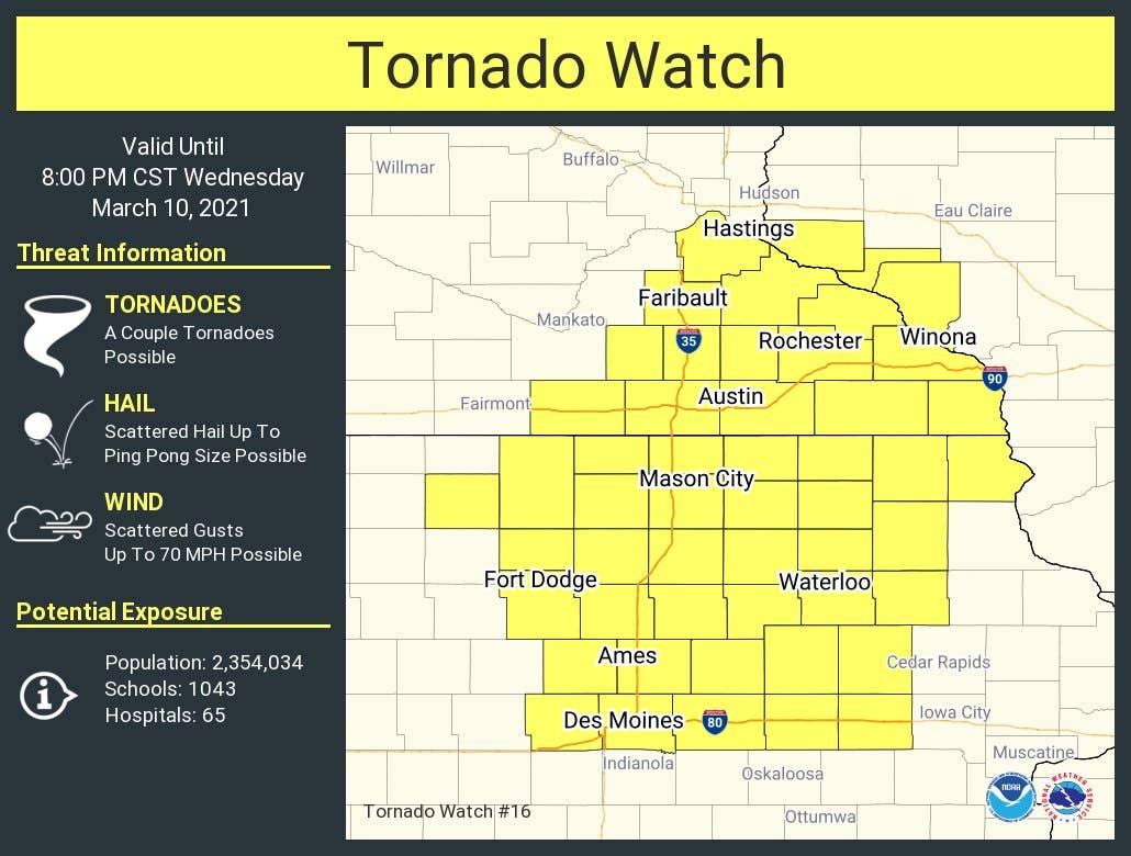 Tornado watch issued for severe threat in southeast Minnesota - Bring ...