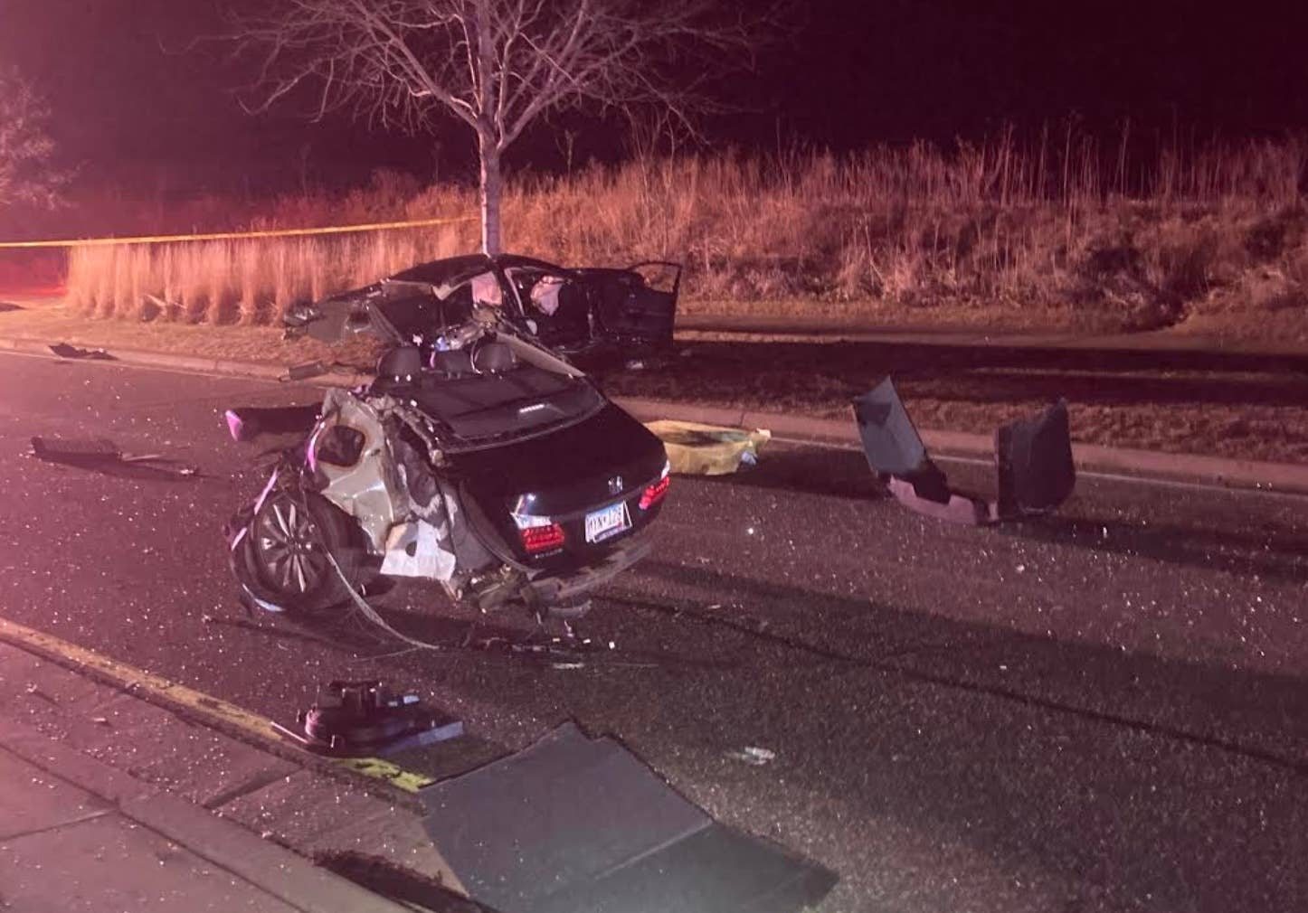 Car splits in half after hitting tree, killing one and injuring four ...