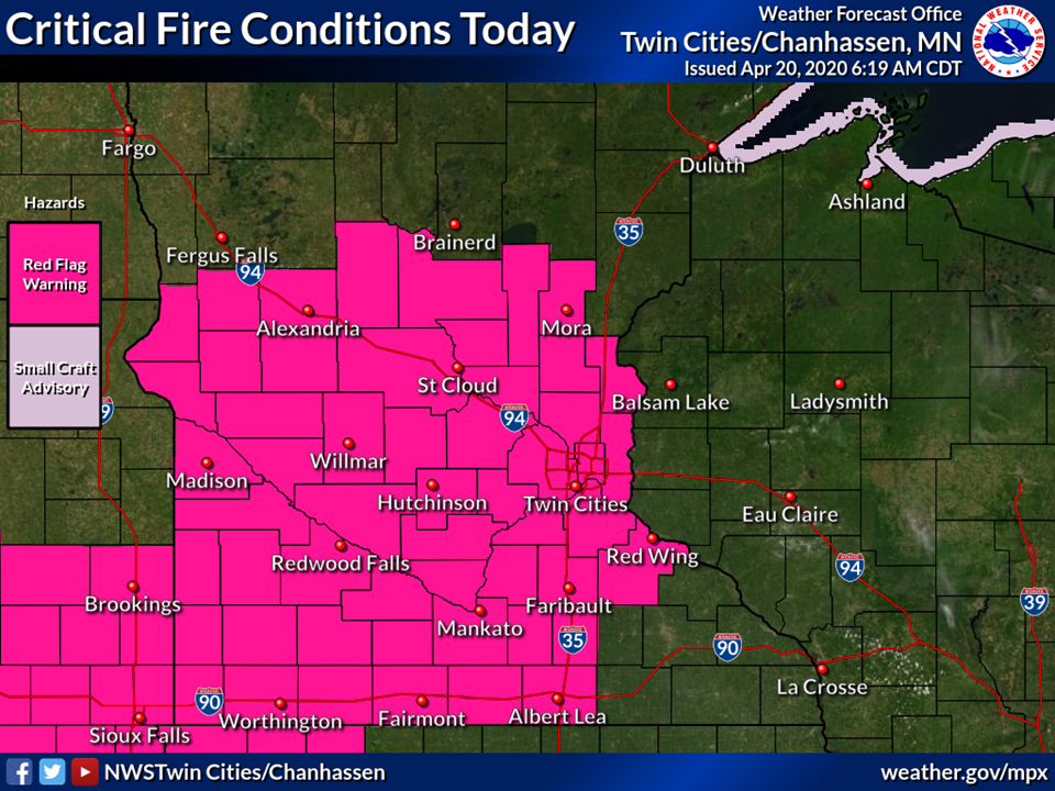 Dry, windy conditions creates critical fire danger in Minnesota on ...