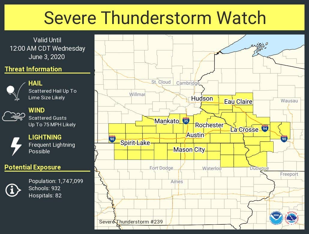 Severe thunderstorm watch issued for southern Minnesota - Bring Me The News