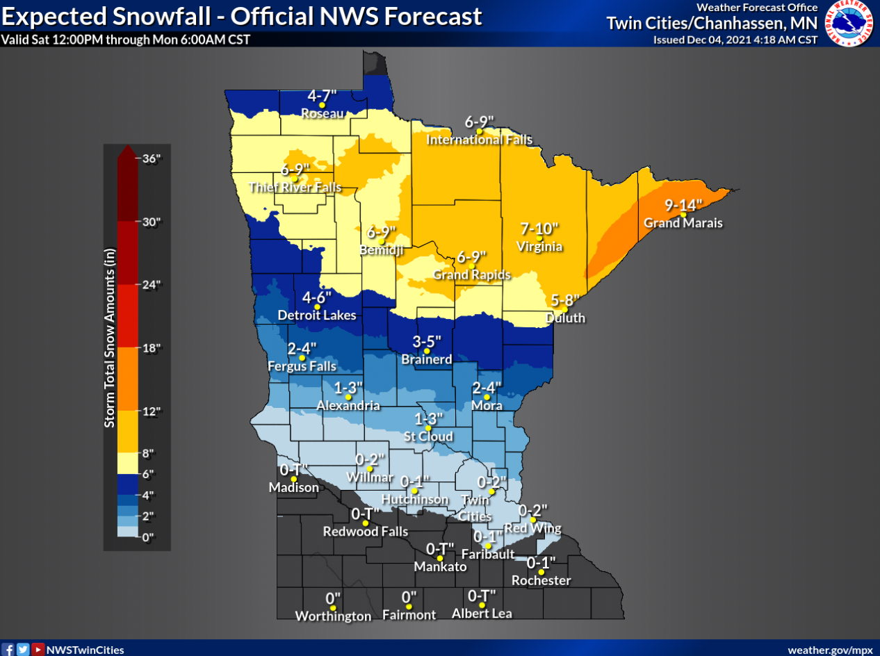 Winter storm warnings issued with heavy snow set to slam Minnesota ...