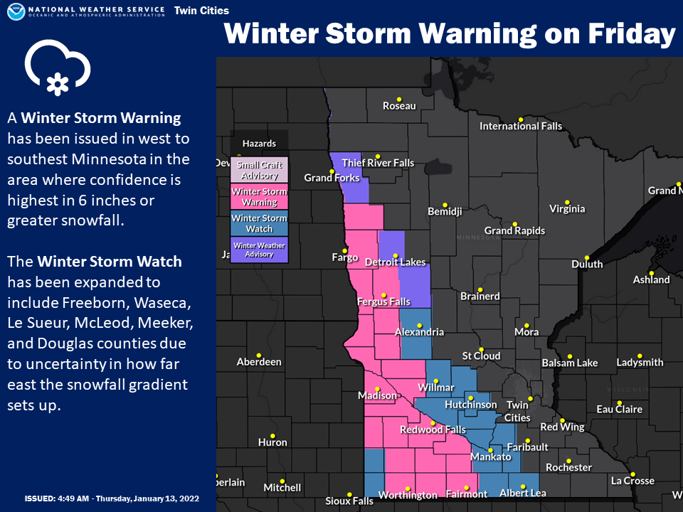 Winter storm warning issued in Minnesota ahead of Friday snow - Bring ...