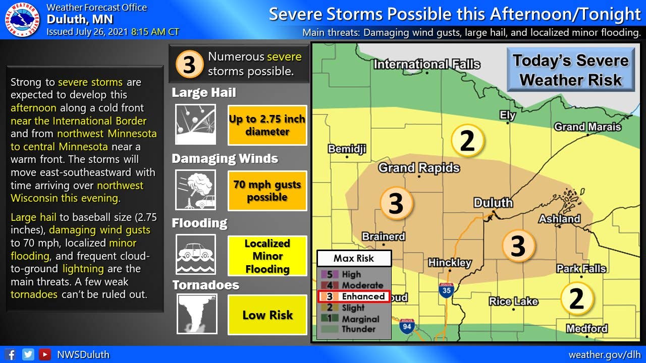 Baseball-sized hail possible with severe storms Monday in Minnesota ...