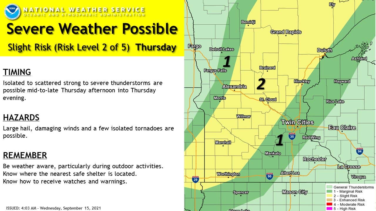 NWS: Large hail, damaging winds, tornadoes possible Thursday in ...