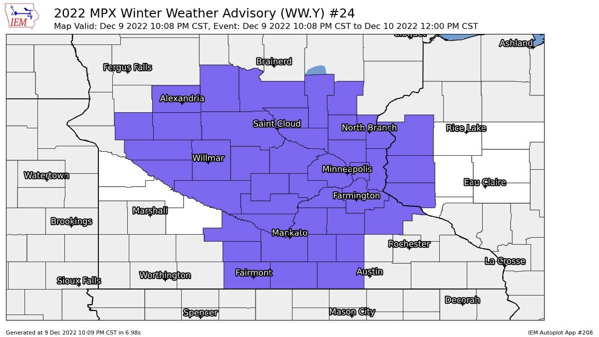 Twin Cities under winter weather advisory Saturday morning - Bring Me ...