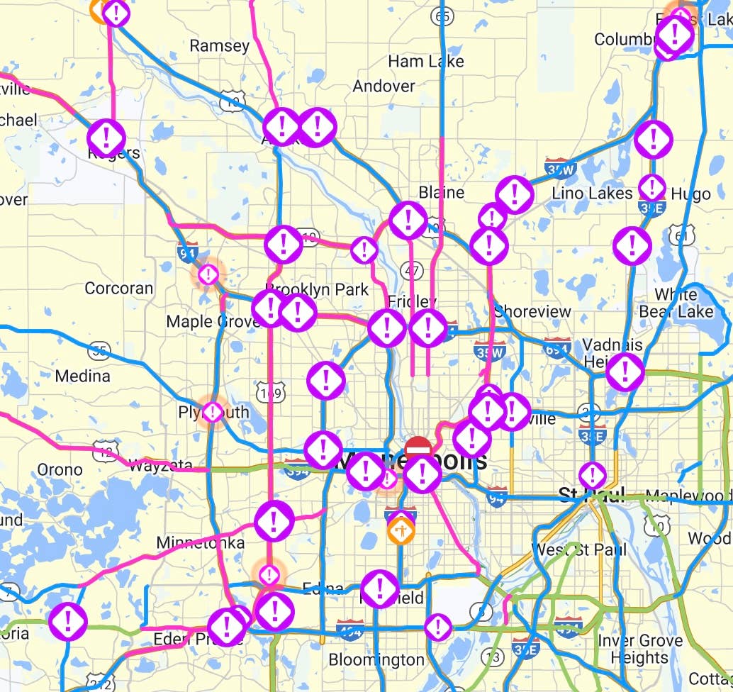 Snow causing major problems on Twin Cities roads during PM commute ...