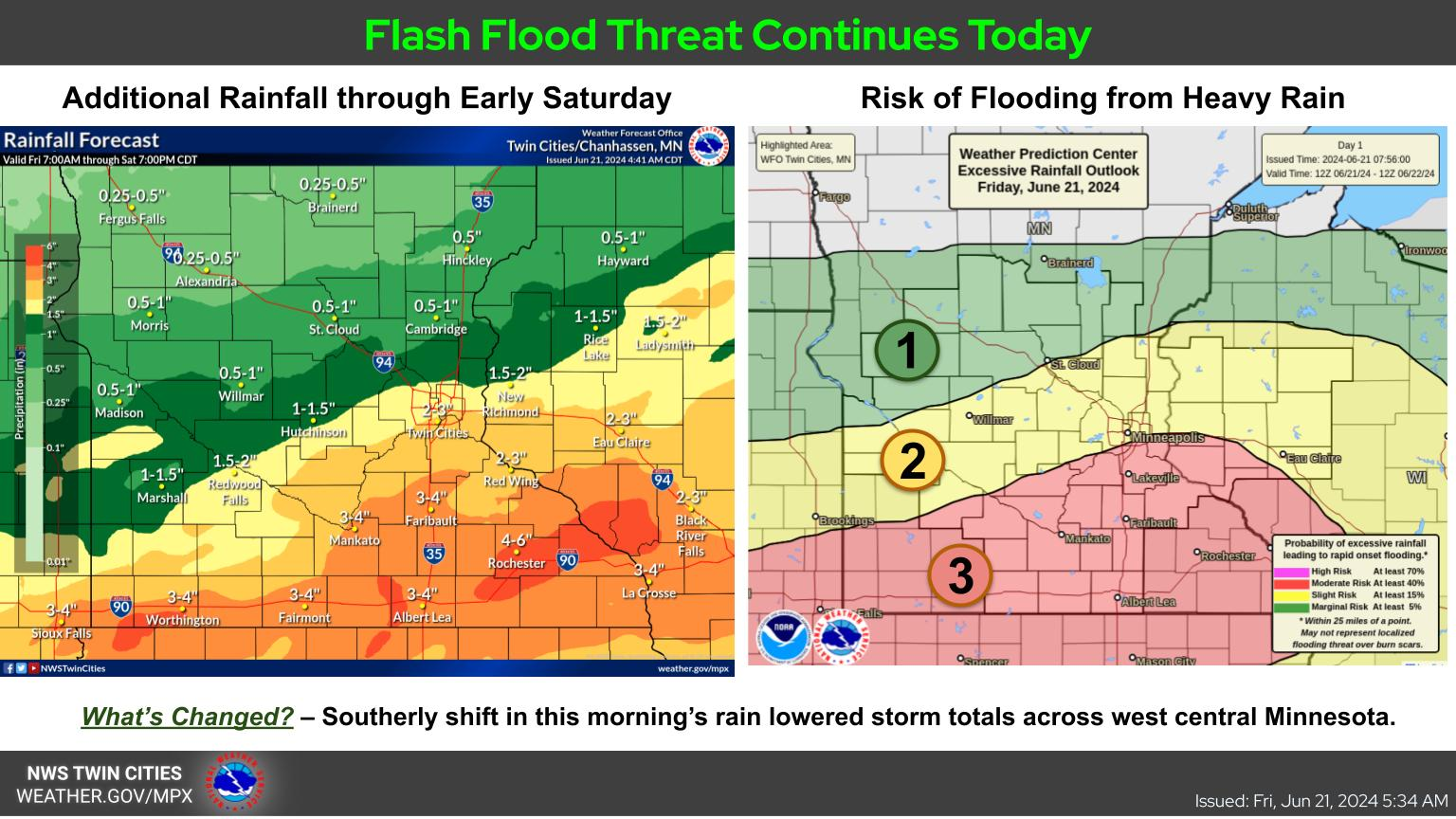 Relentless rain and storms target southern Minnesota as flood threat ...