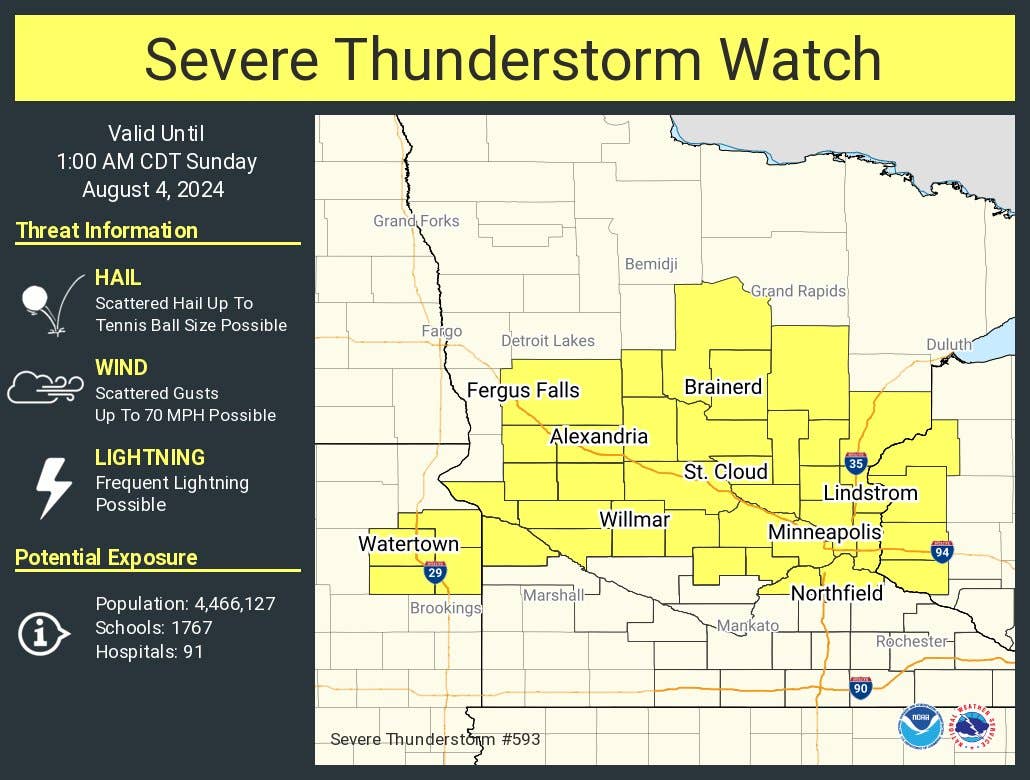 Saturday night severe thunderstorm watch includes the Twin Cities ...