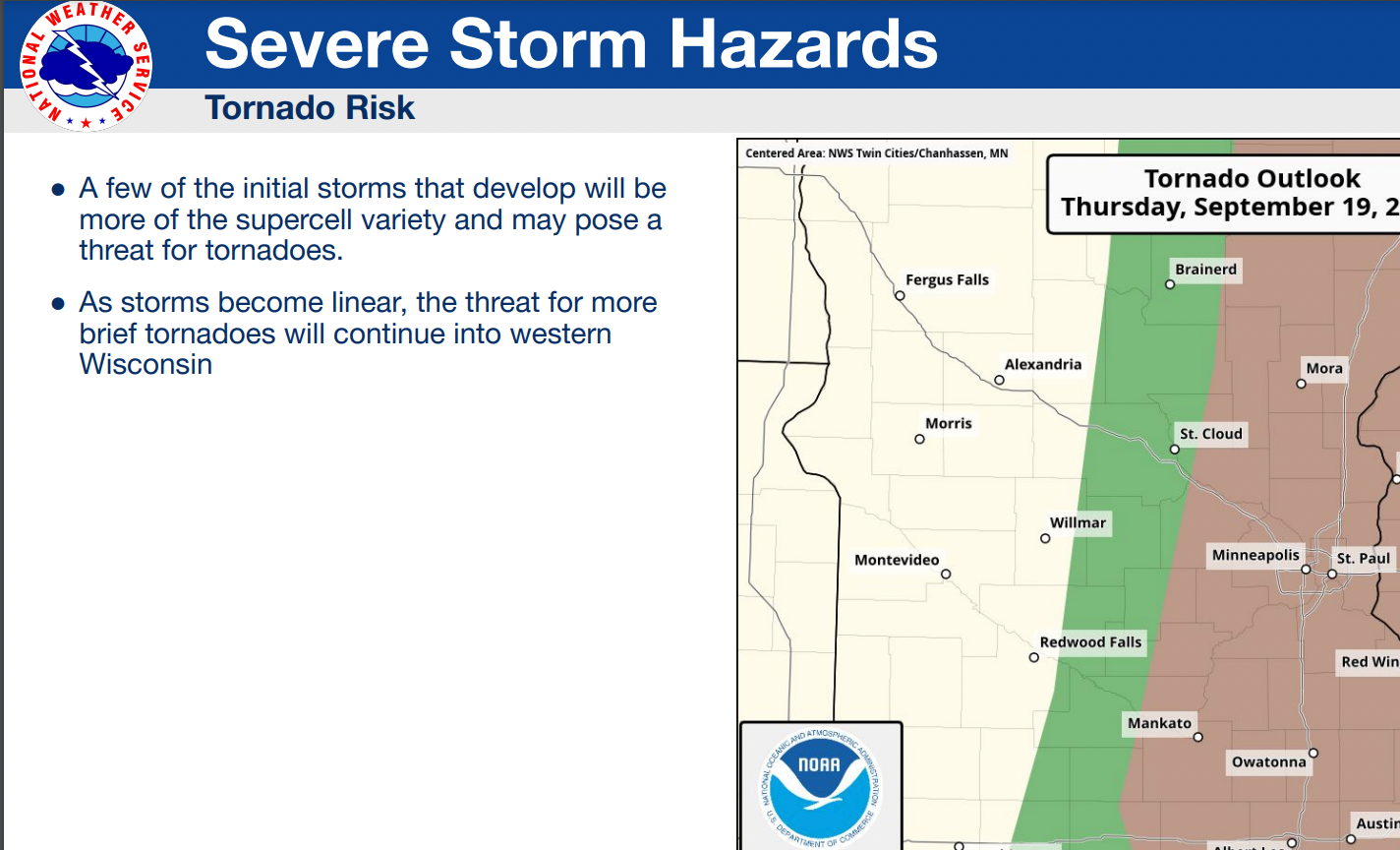 Very large hail, tornadoes possible with severe storms in Minnesota ...