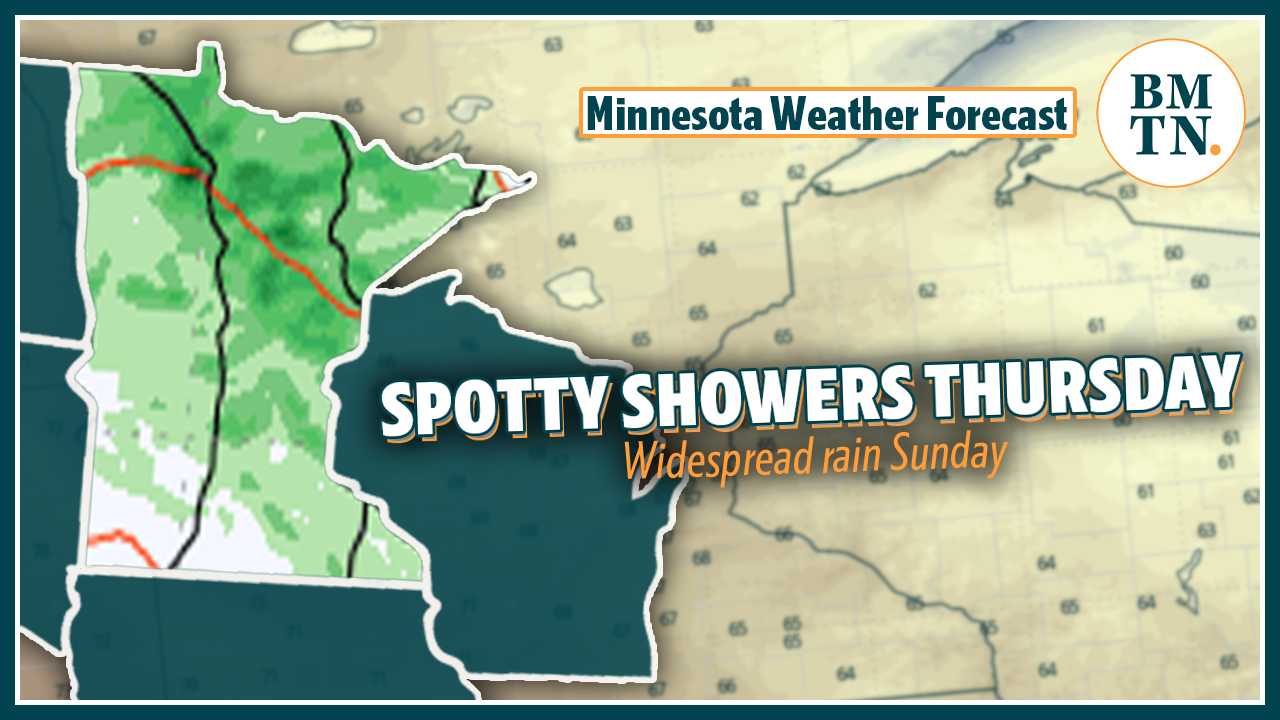 Spotty showers Thursday, widespread rain Sunday - Bring Me The News