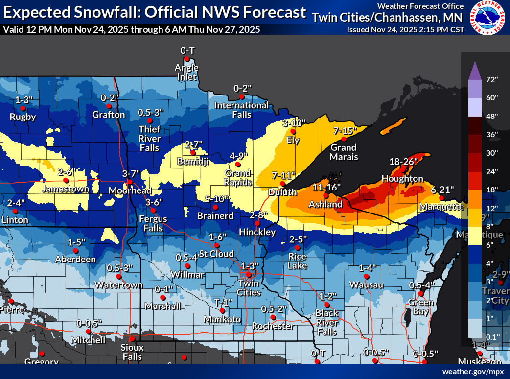Winter storm warning issued as heavy snow hits Minnesota two days ...