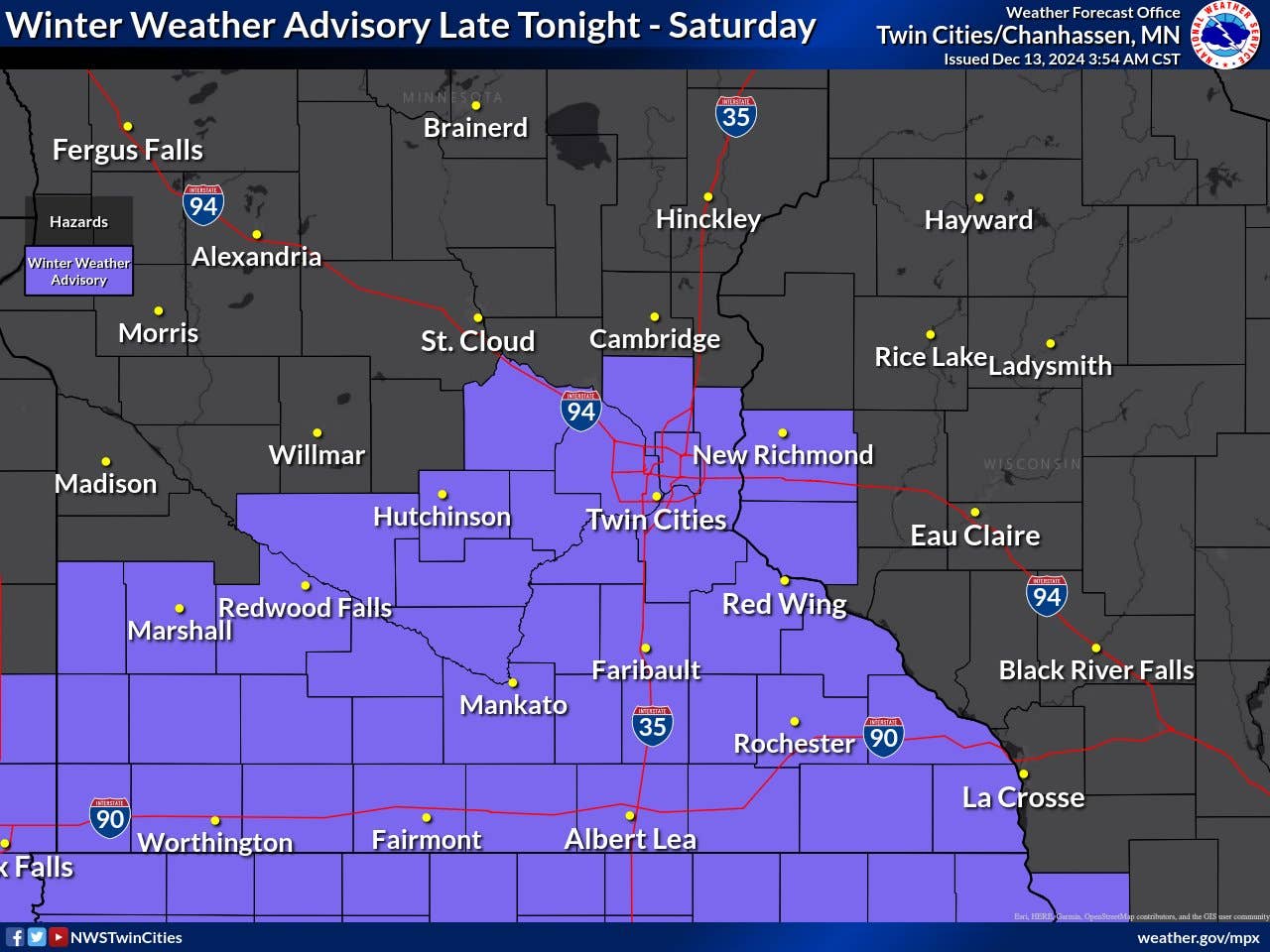 Winter weather advisory issued for Twin Cities ahead of freezing rain ...