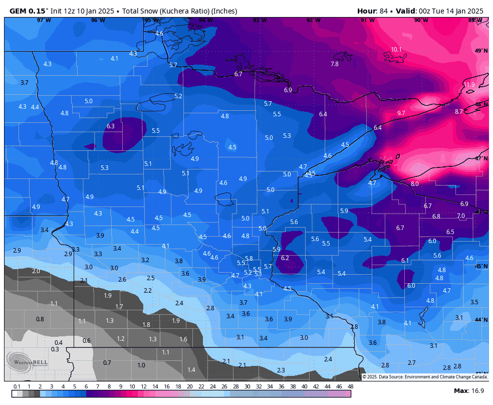 Where in Minnesota the weekend clipper is poised to drop the most snow ...