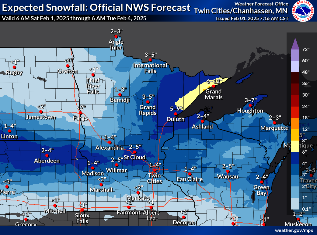 Double-digit snow totals possible over the next week in Minnesota, NWS ...