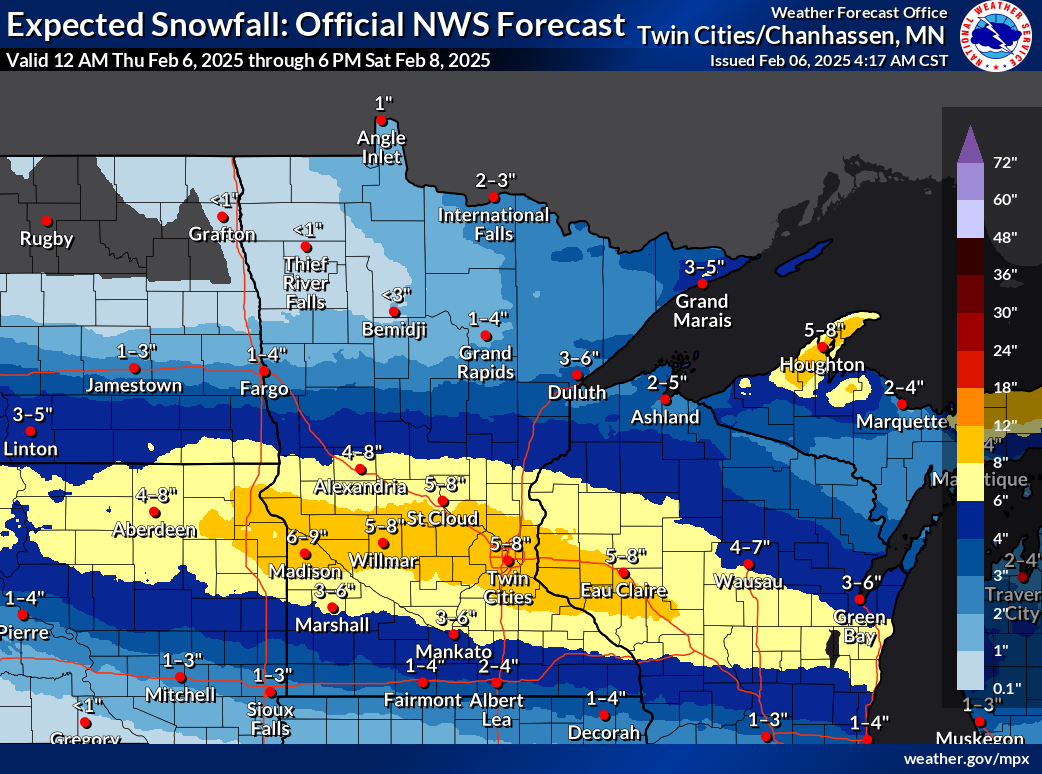 Up to 8 inches of snow possible in Twin Cities from Saturday winter ...
