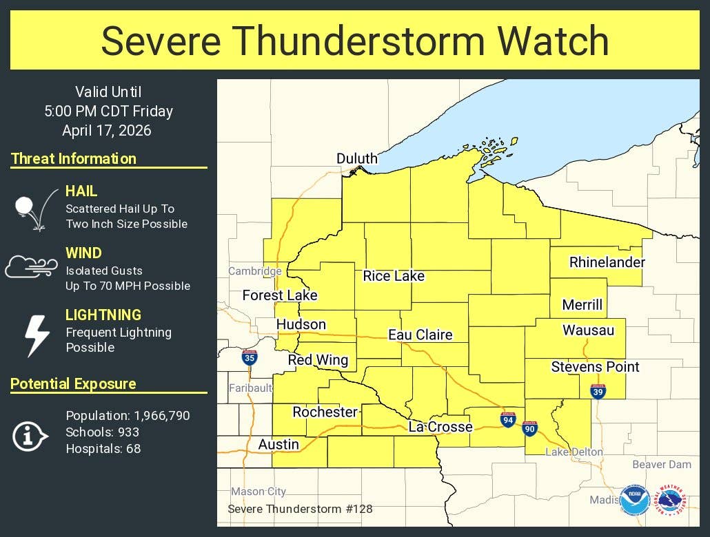 Severe watch in eastern Minnesota, Wisconsin as storms intensify Friday ...