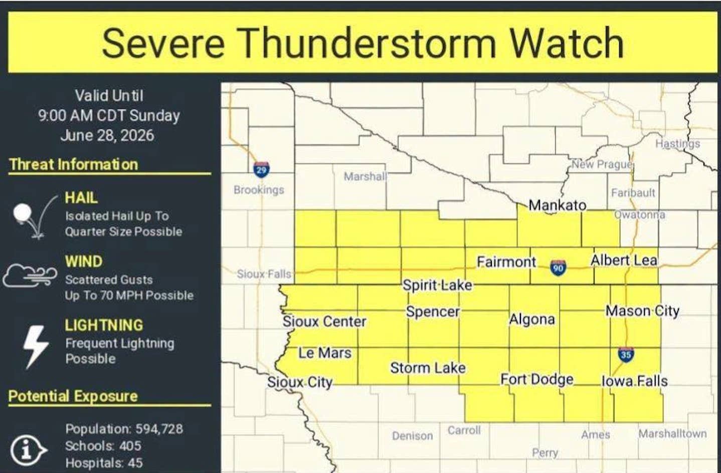 Severe thunderstorm watch issued in Minnesota ahead of Sunday morning ...