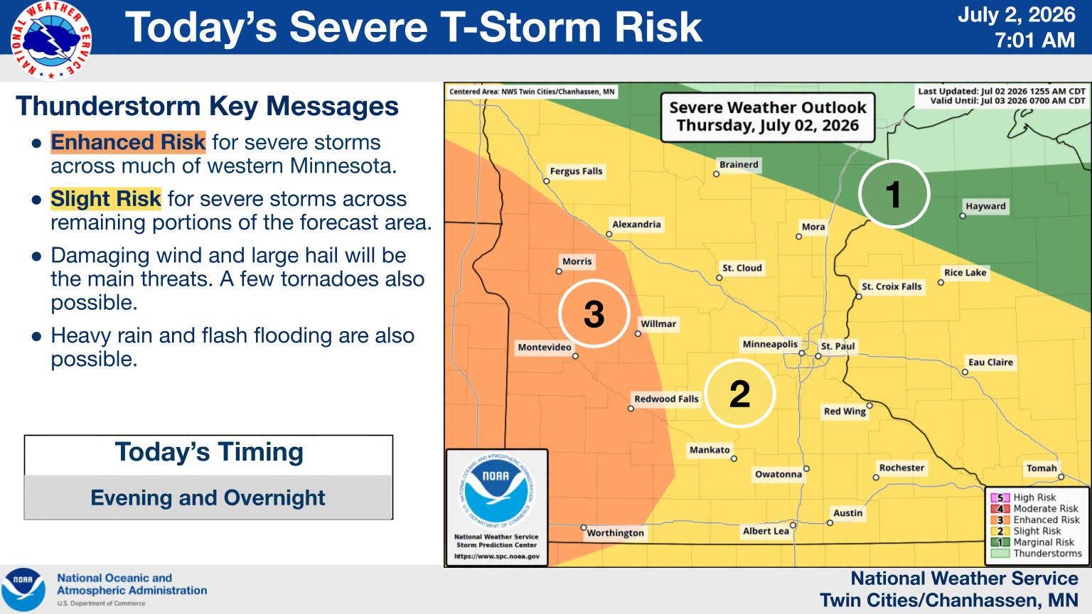 Enhanced severe storm risk again in Minnesota, with damaging winds and ...