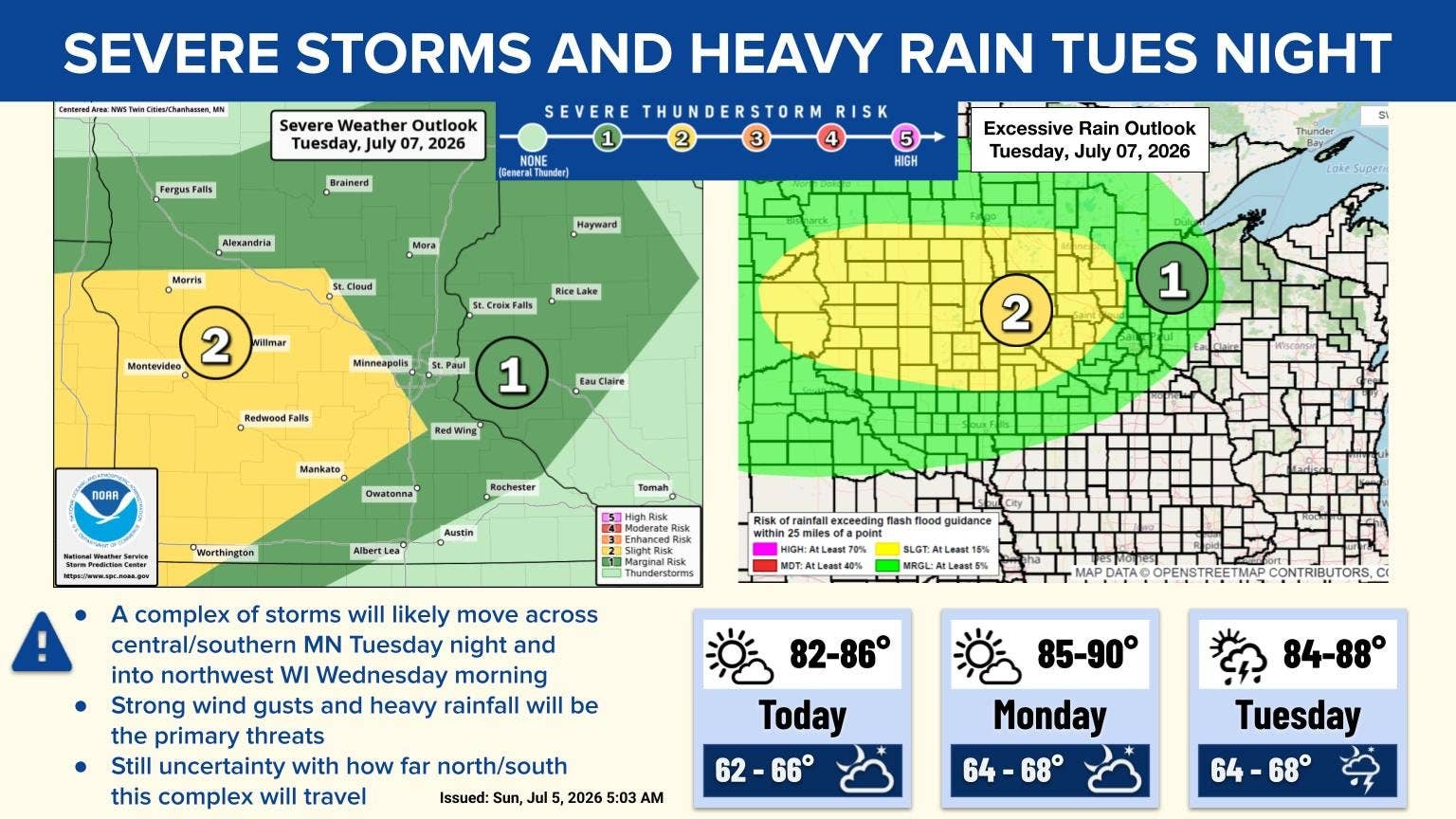 Rain totals after July 4 storms blast Minnesota; another severe threat ...