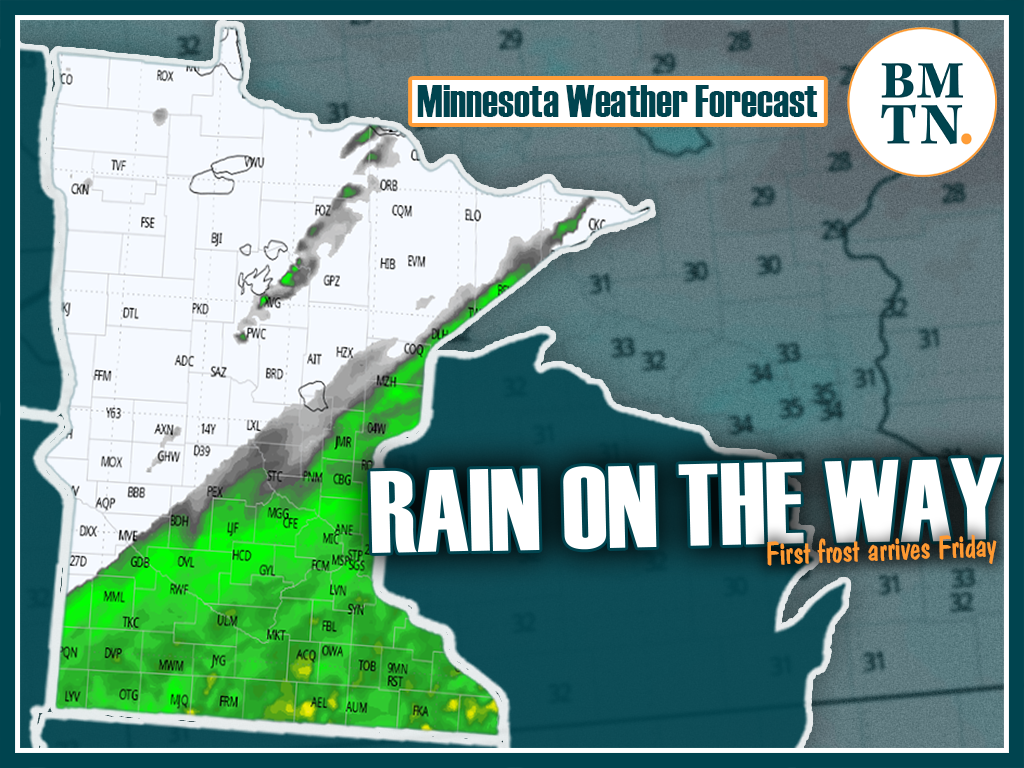 Rain returns Thursday before first frost arrives late Friday