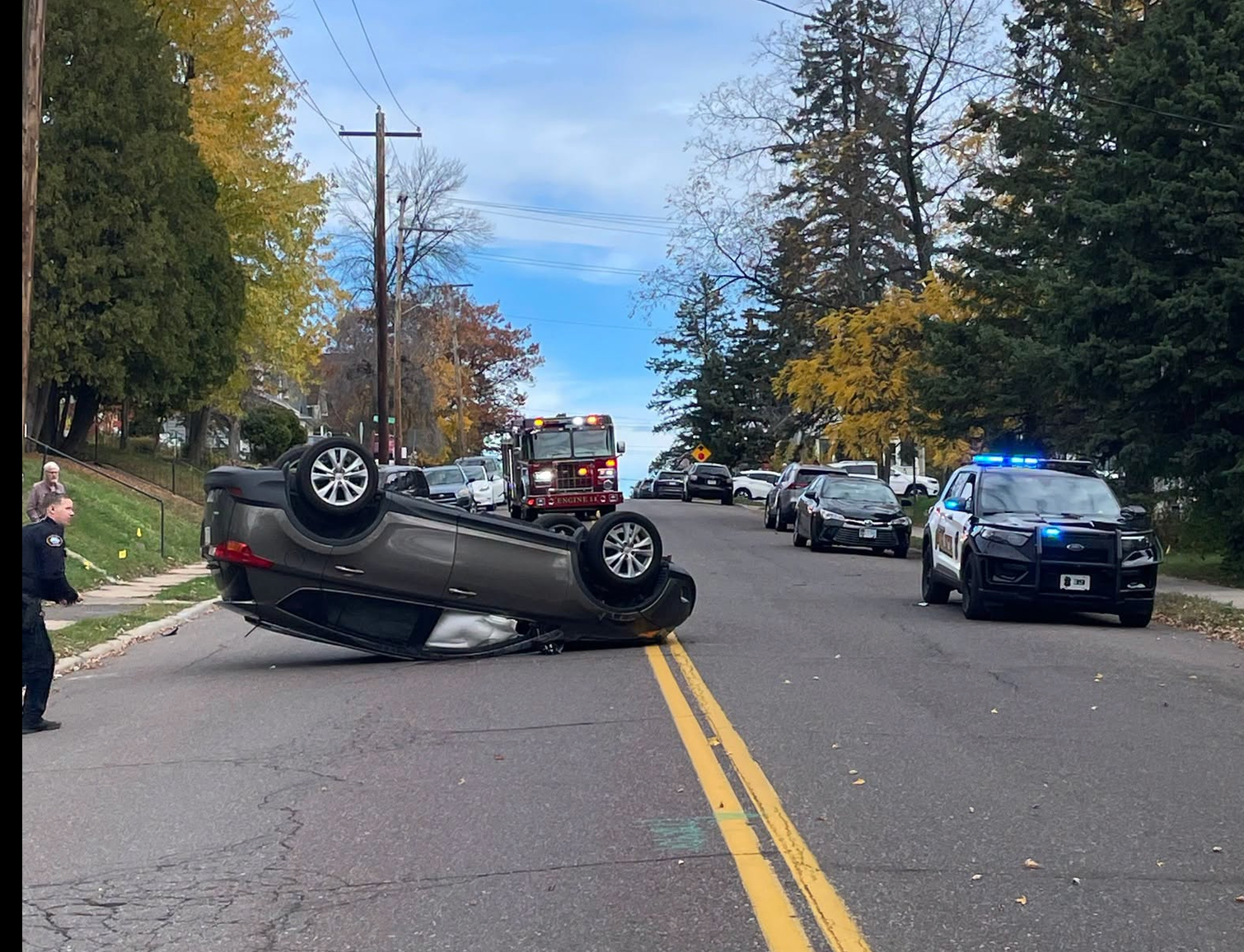 Driver slams into parked vehicle, flips over on Duluth street; alcohol suspected