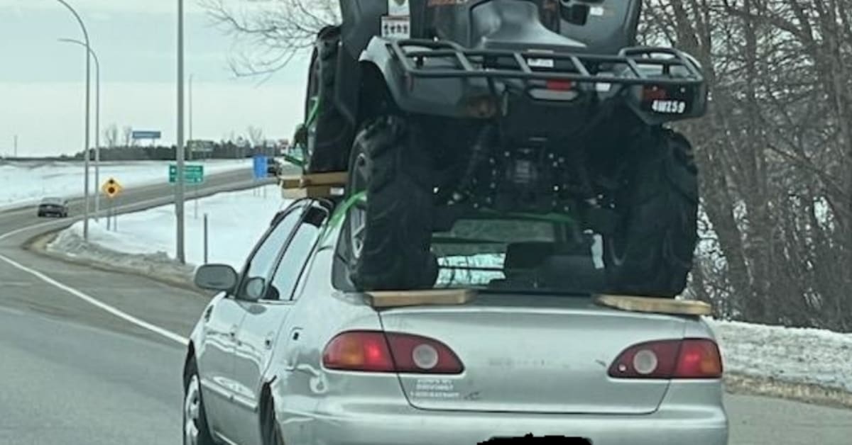 Driver in Elk River gets creative in hauling ATV on top of sedan ...