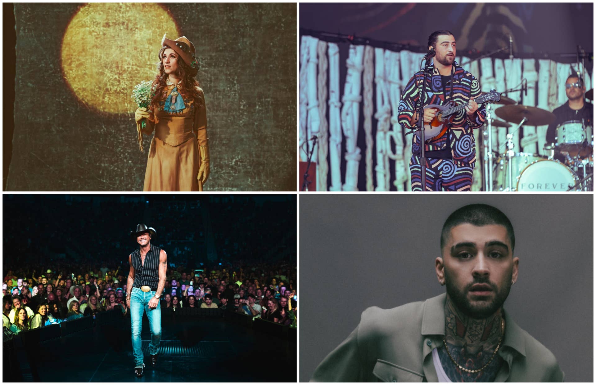 Just Announced Twin Cities Concerts Tim McGraw Zayn Noah Kahan Clockwise From Upper Left Sierra Ferrell Noah Kahan Zayn And Tim Mcgraw 