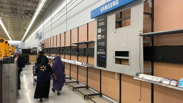 Empty shelves at Midway Walmart.