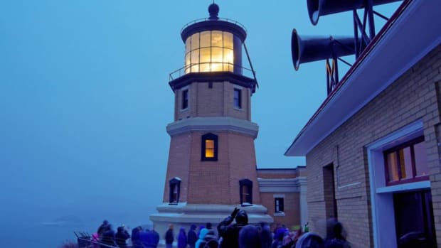 The SS Edmund Fitzgerald memorial ceremony at Split Rock Lighthouse in 2014.