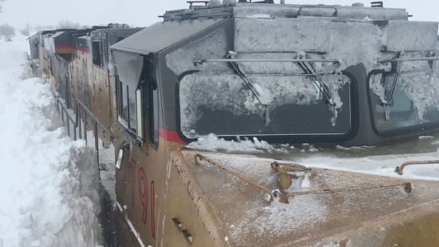 train stuck in snow
