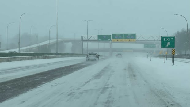 Winter scene snow storm snowfall highway driving traffic - Joe Nelson Feb 2022 1
