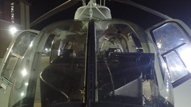 Minnesota State Patrol helicopter windshield broken after duck flies through it.