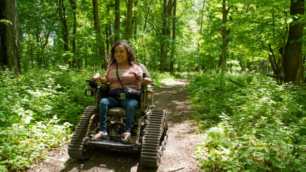 All-terrain chair for people with disabilities in Minnesota State Parks.