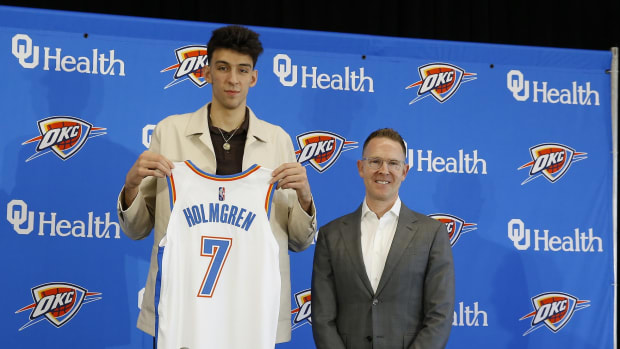 ESPN on X: A STORM IS BREWING IN OKC ⛈️ The Thunder take Chet Holmgren  with the No. 2 pick in the NBA Draft!  / X