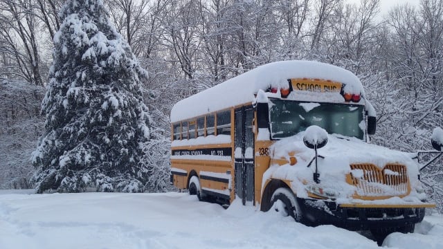 School bus snow