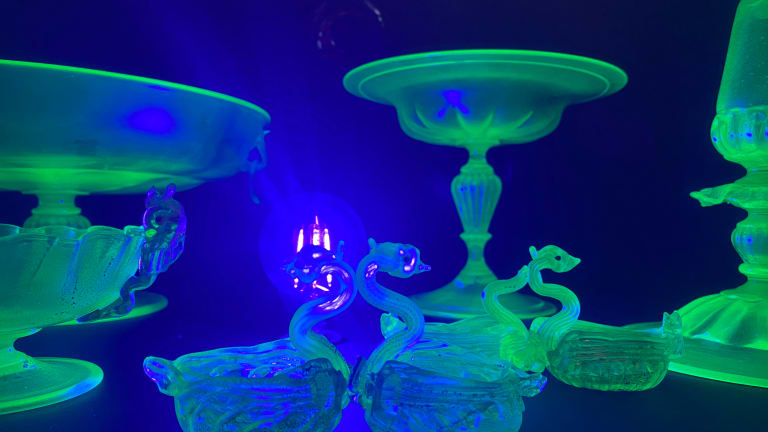 Radioactive, glowing glass on display at Glensheen Mansion this month