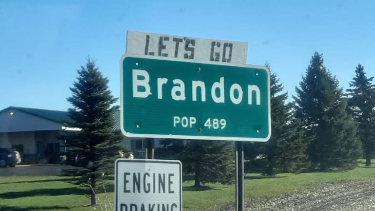 Anti-Biden slogans added to city limit signs in Brandon, Minnesota