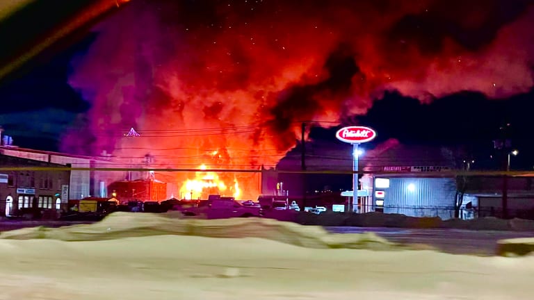 Huge fire burning in Superior, 'safety hazards are changing rapidly'