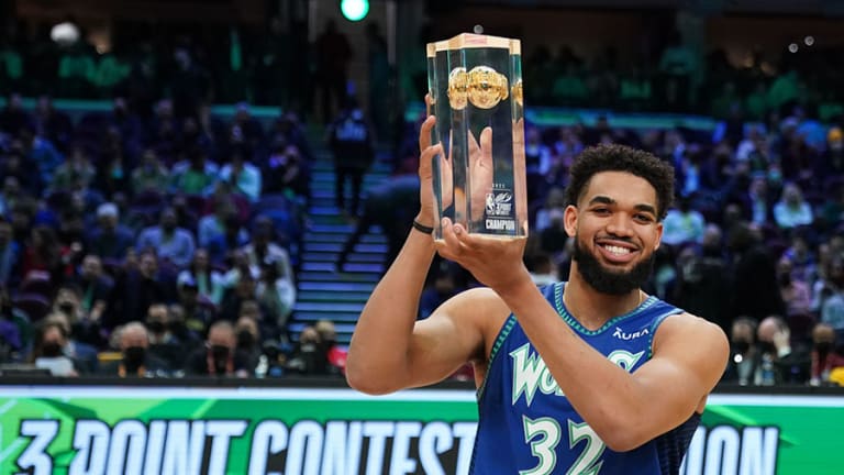 KAT's record-breaking final round wins NBA 3-Point Contest