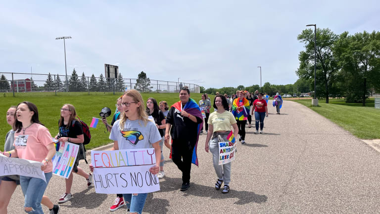 Annandale students stage walkout to protest LGBTQ+ sign pushback
