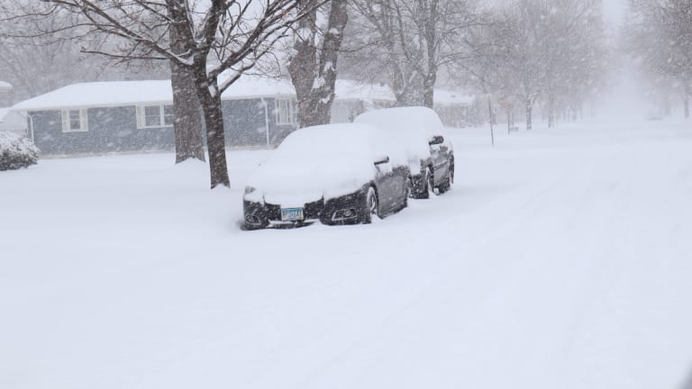 How much snow fell in Minnesota on Tuesday?