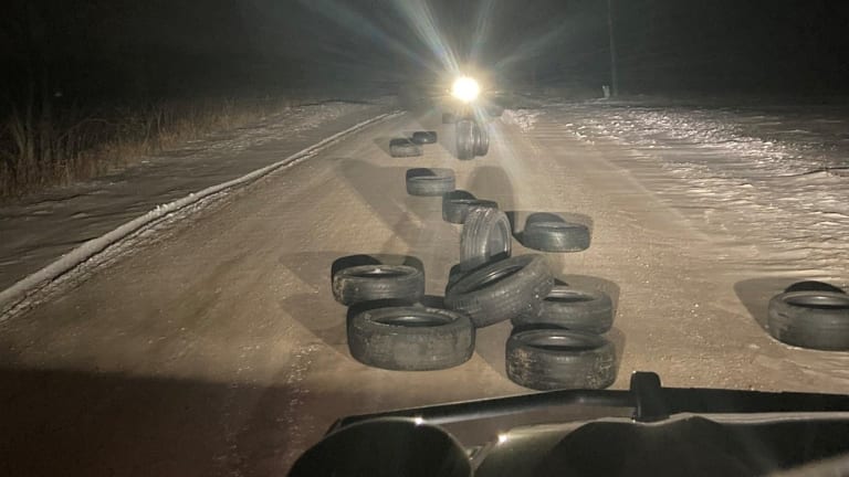 Who left tires all over the road in Forest Lake?